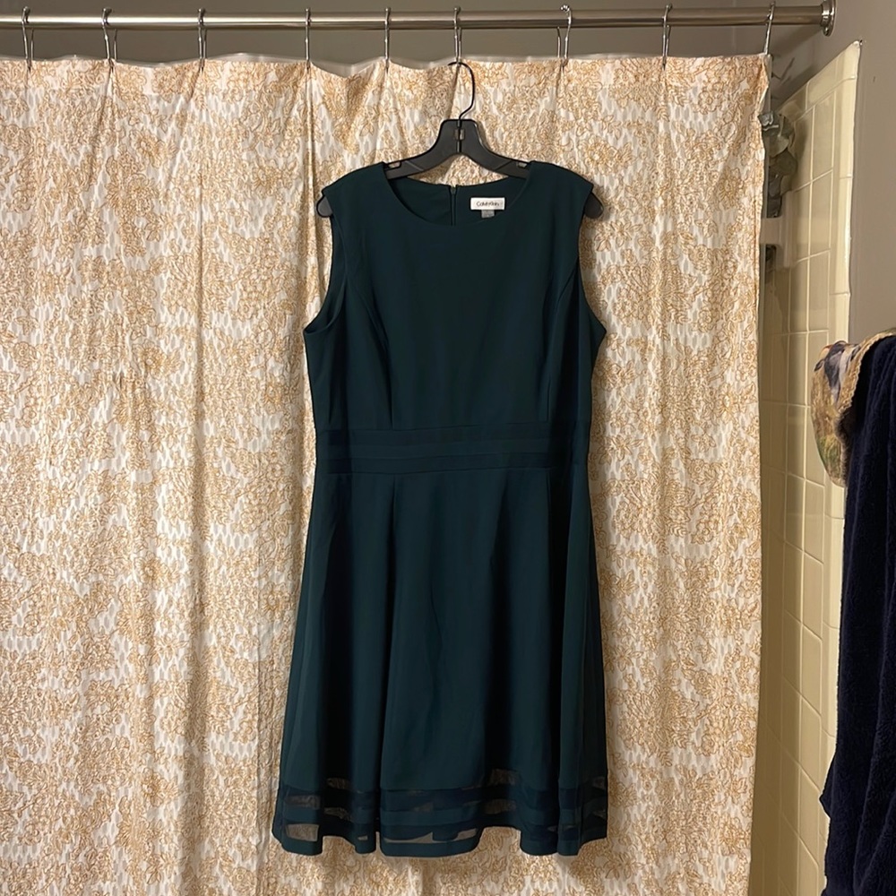 Dark Green A-Line Calvin Klein cocktail dress size 16